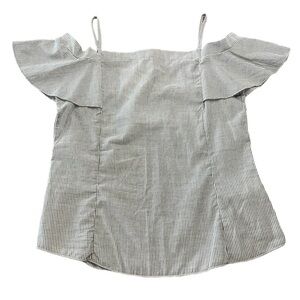 NWT Mine Off The Shoulder Top Gray & White Stripes Size Small